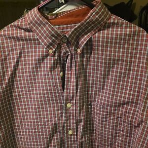 Izod Red and White Checkered Dress Shirt